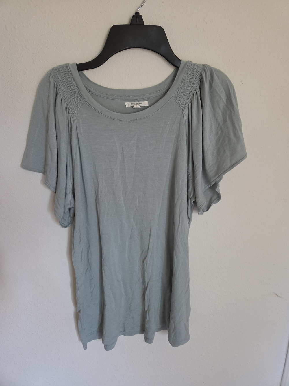 Women's Light Sage Flutter Sleeve Blouse